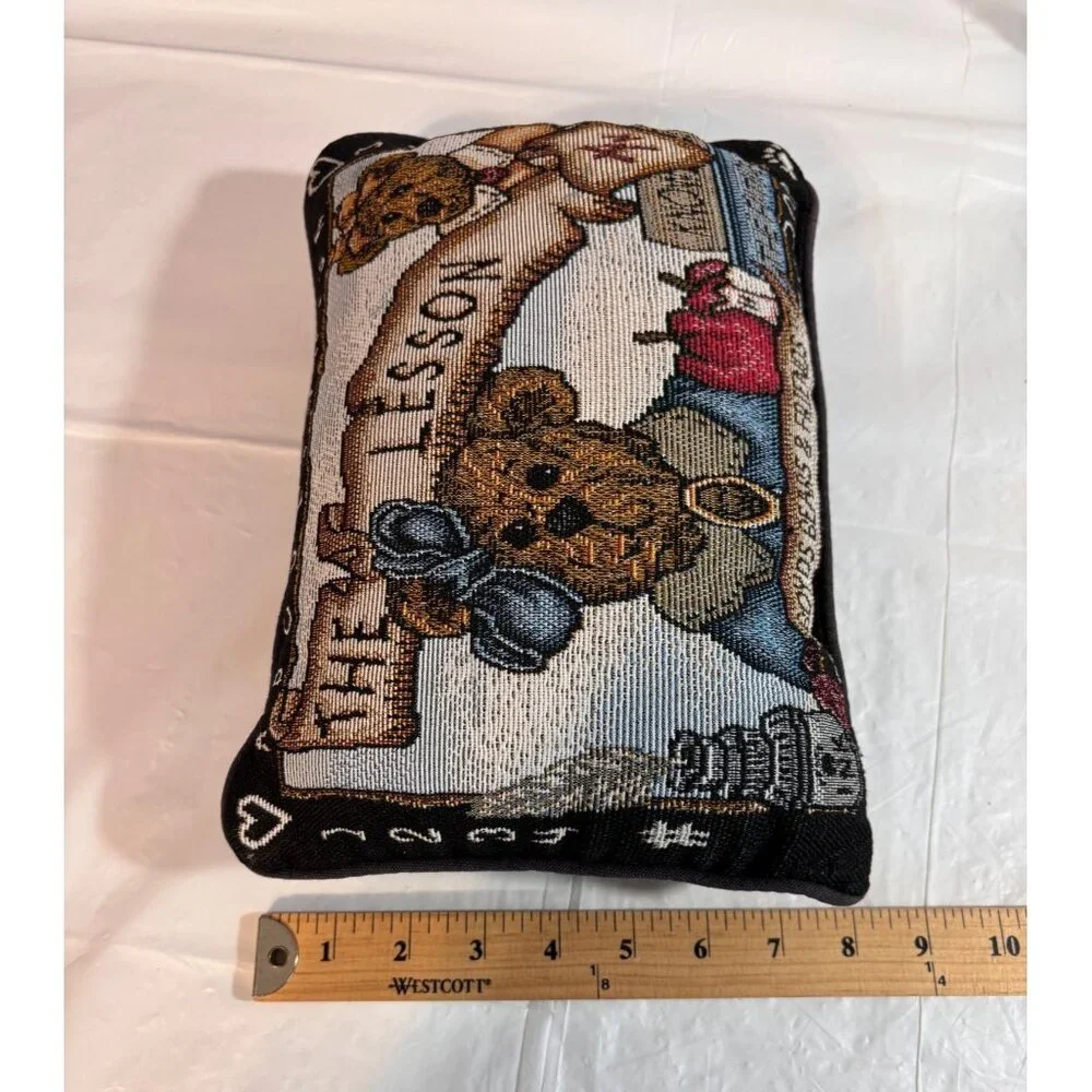 Boyds Bears & Friends Needlepoint 3 PC Pillow Set‎ Teddy Bear Decor Cottagecore